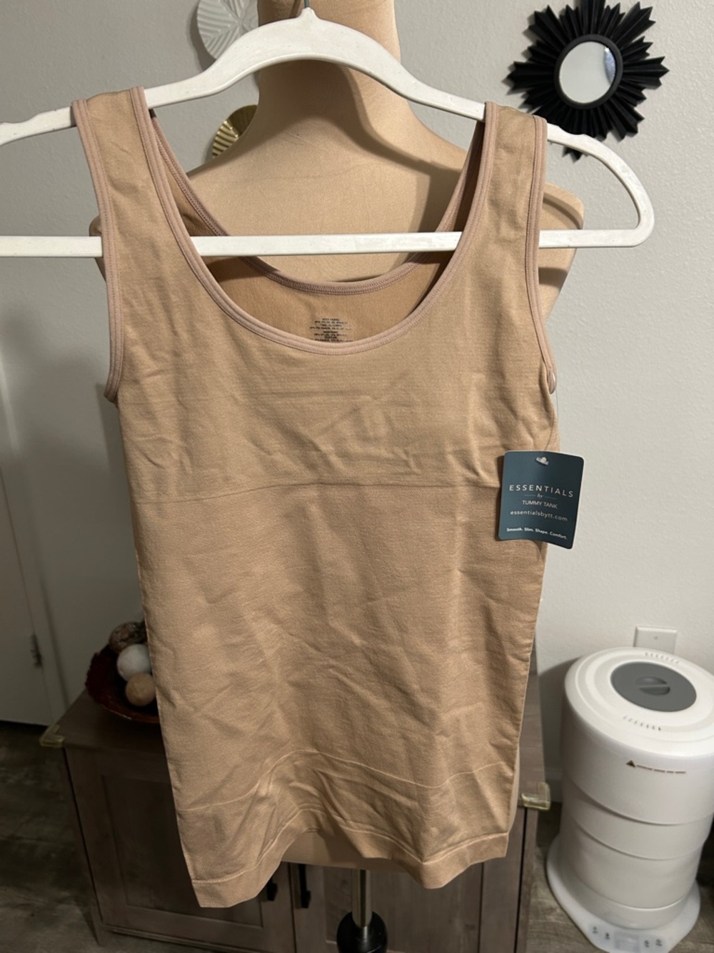 Slimming Essentials Beige Scoop Neck Tank